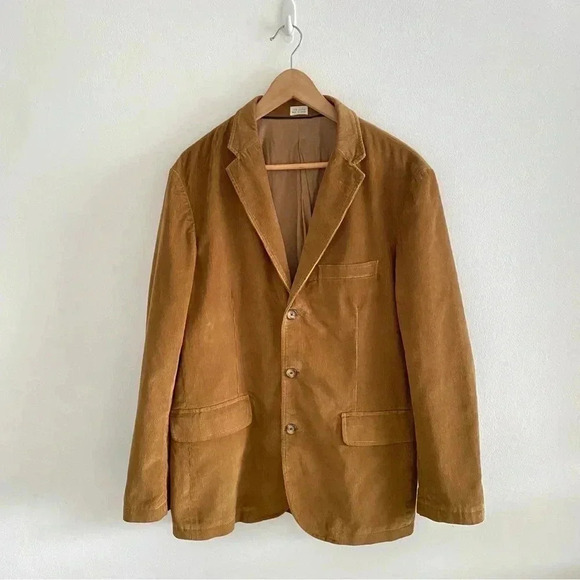 J.Crew Brown Corduroy Blazer Jacket Mens Size L Fall Winter Style - Picture 1 of 8